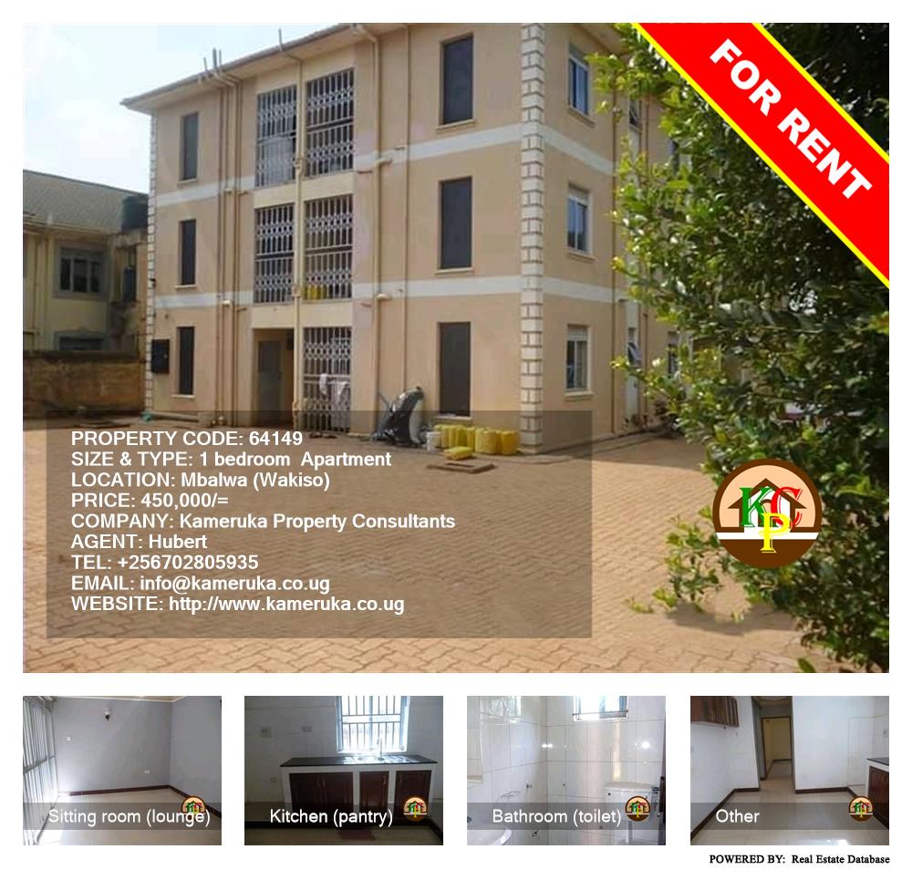 1 bedroom Apartment  for rent in Mbalwa Wakiso Uganda, code: 64149