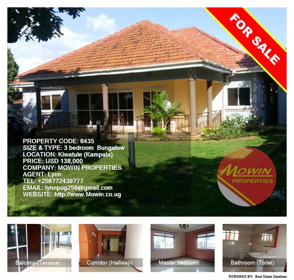 3 bedroom Bungalow  for sale in Kiwaatule Kampala Uganda, code: 6435