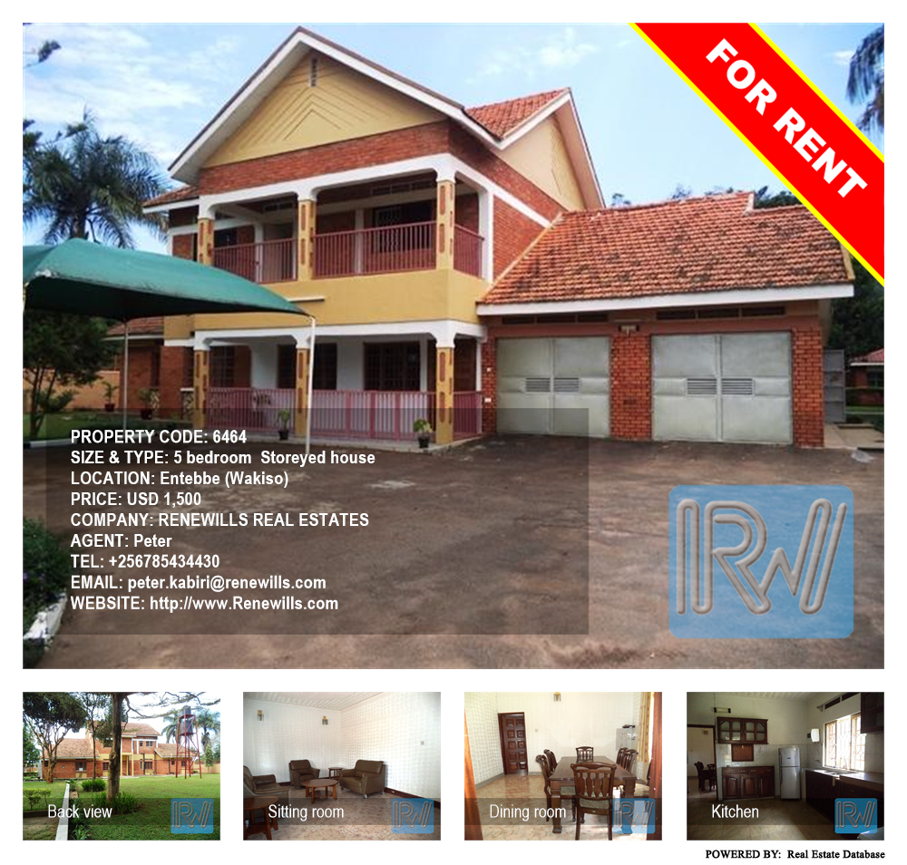 5 bedroom Storeyed house  for rent in Entebbe Wakiso Uganda, code: 6464