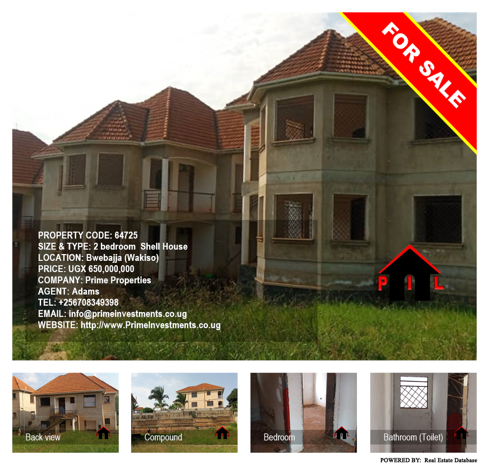 2 bedroom Shell House  for sale in Bwebajja Wakiso Uganda, code: 64725