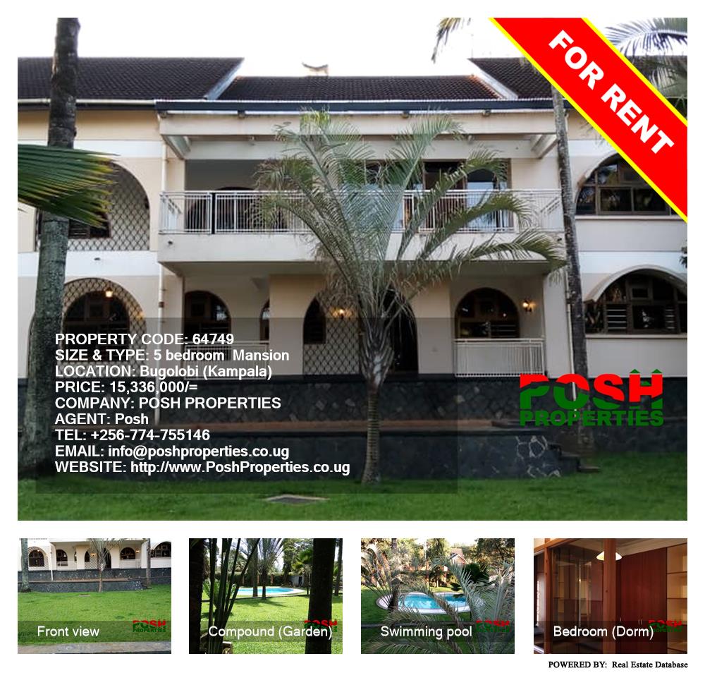 5 bedroom Mansion  for rent in Bugoloobi Kampala Uganda, code: 64749