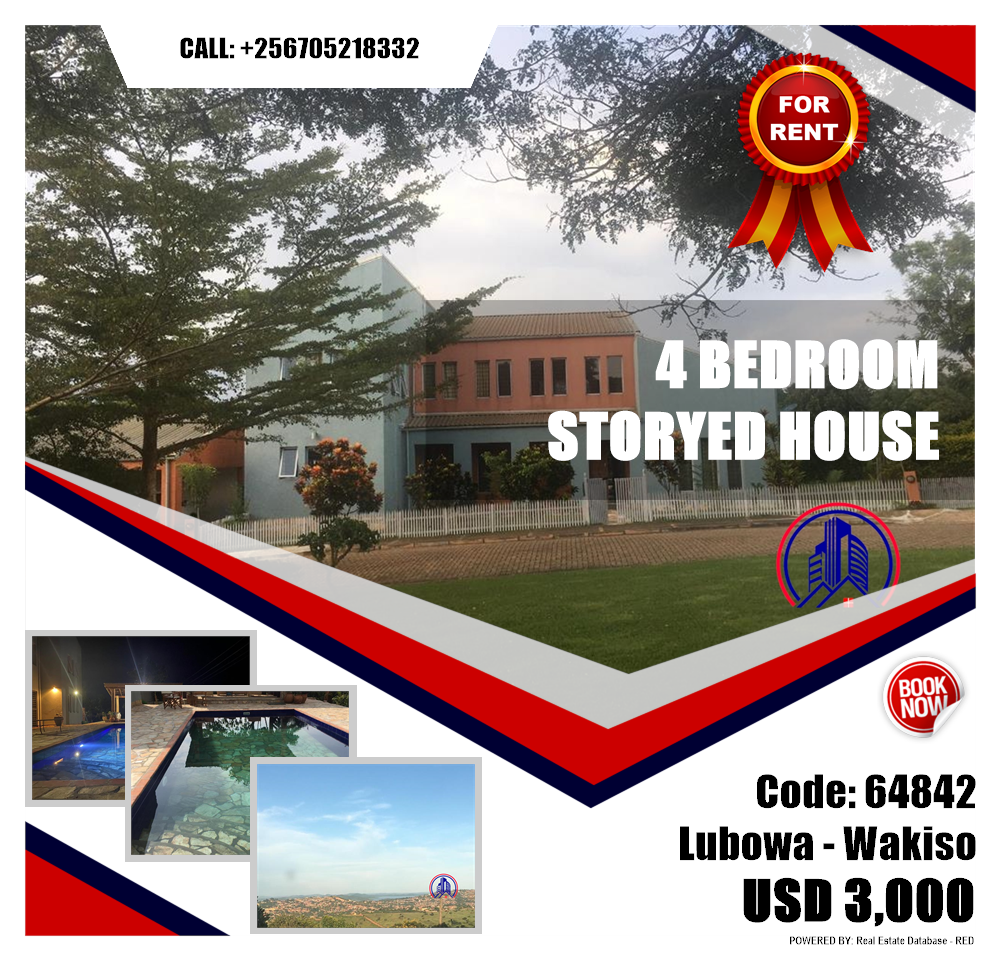 4 bedroom Storeyed house  for rent in Lubowa Wakiso Uganda, code: 64842