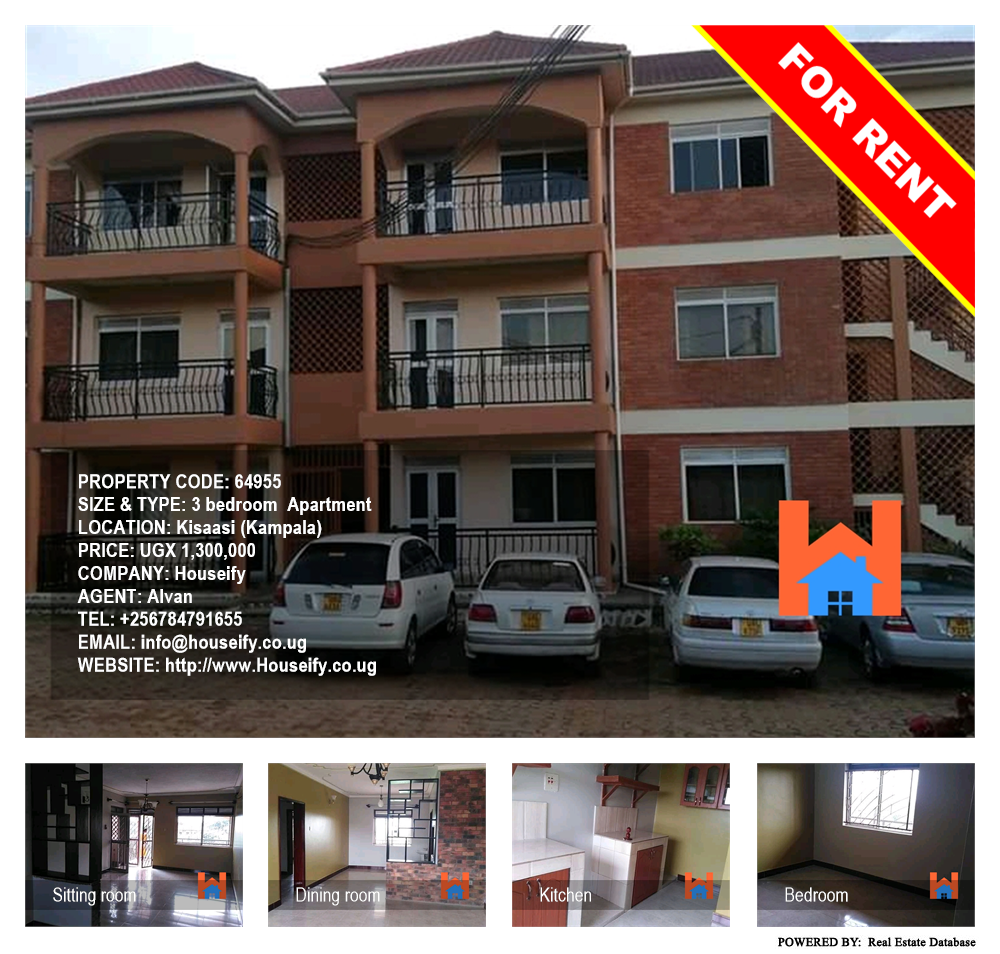 3 bedroom Apartment  for rent in Kisaasi Kampala Uganda, code: 64955