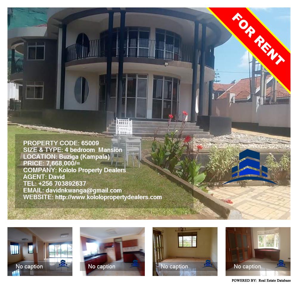 4 bedroom Mansion  for rent in Buziga Kampala Uganda, code: 65009