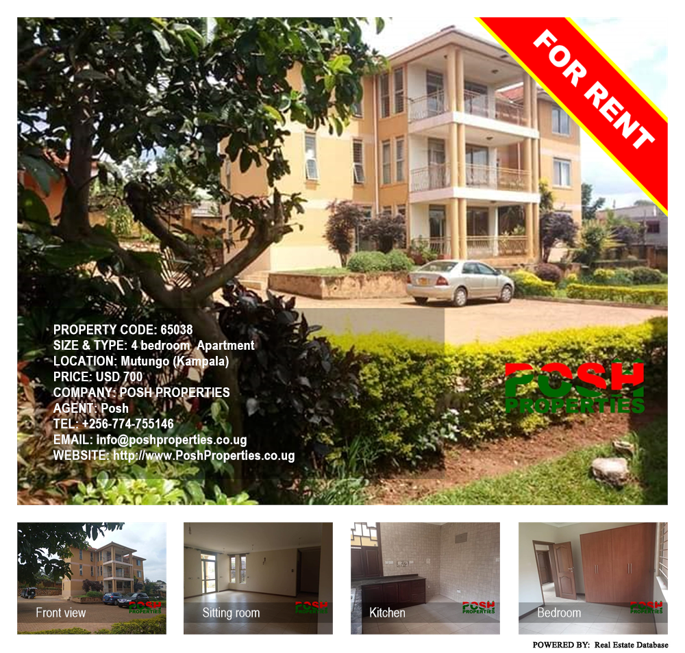 4 bedroom Apartment  for rent in Mutungo Kampala Uganda, code: 65038