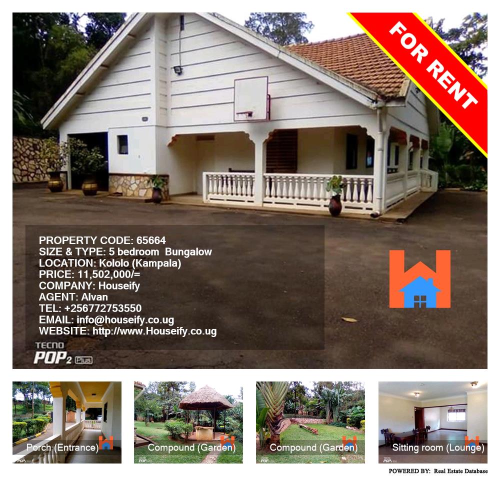 5 bedroom Bungalow  for rent in Kololo Kampala Uganda, code: 65664