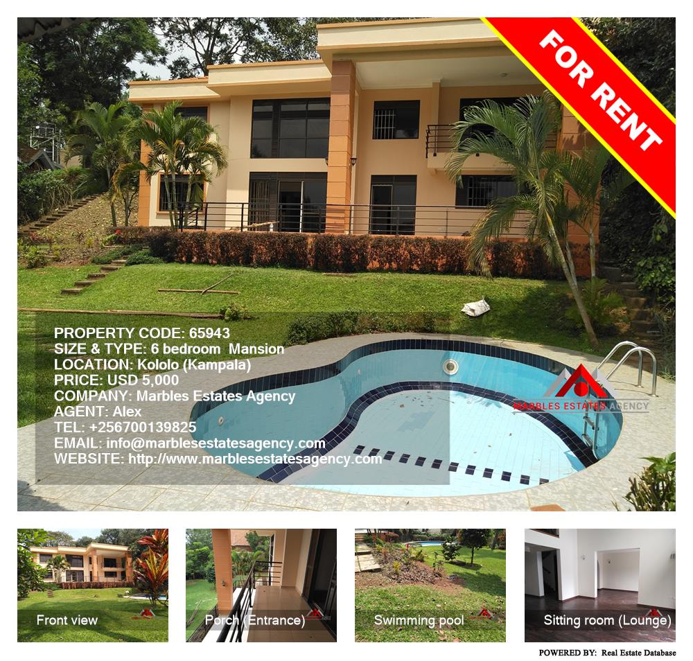 6 bedroom Mansion  for rent in Kololo Kampala Uganda, code: 65943