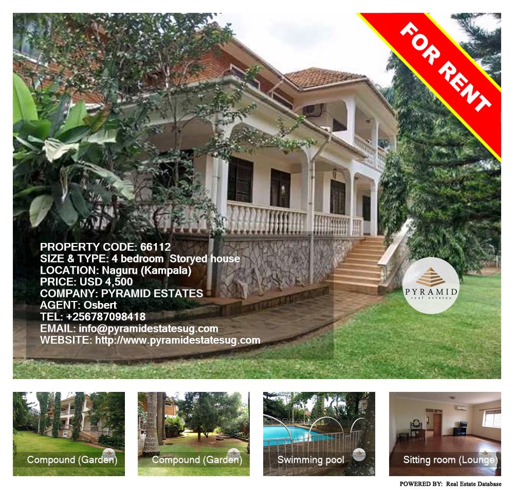 4 bedroom Storeyed house  for rent in Naguru Kampala Uganda, code: 66112