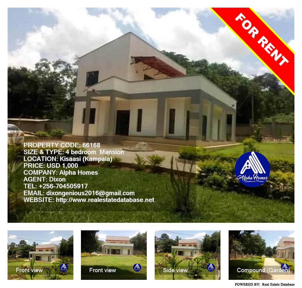 4 bedroom Mansion  for rent in Kisaasi Kampala Uganda, code: 66168