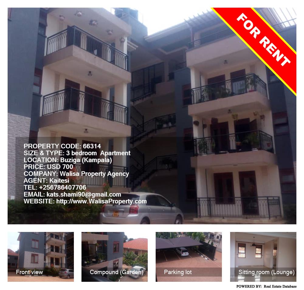 3 bedroom Apartment  for rent in Buziga Kampala Uganda, code: 66314