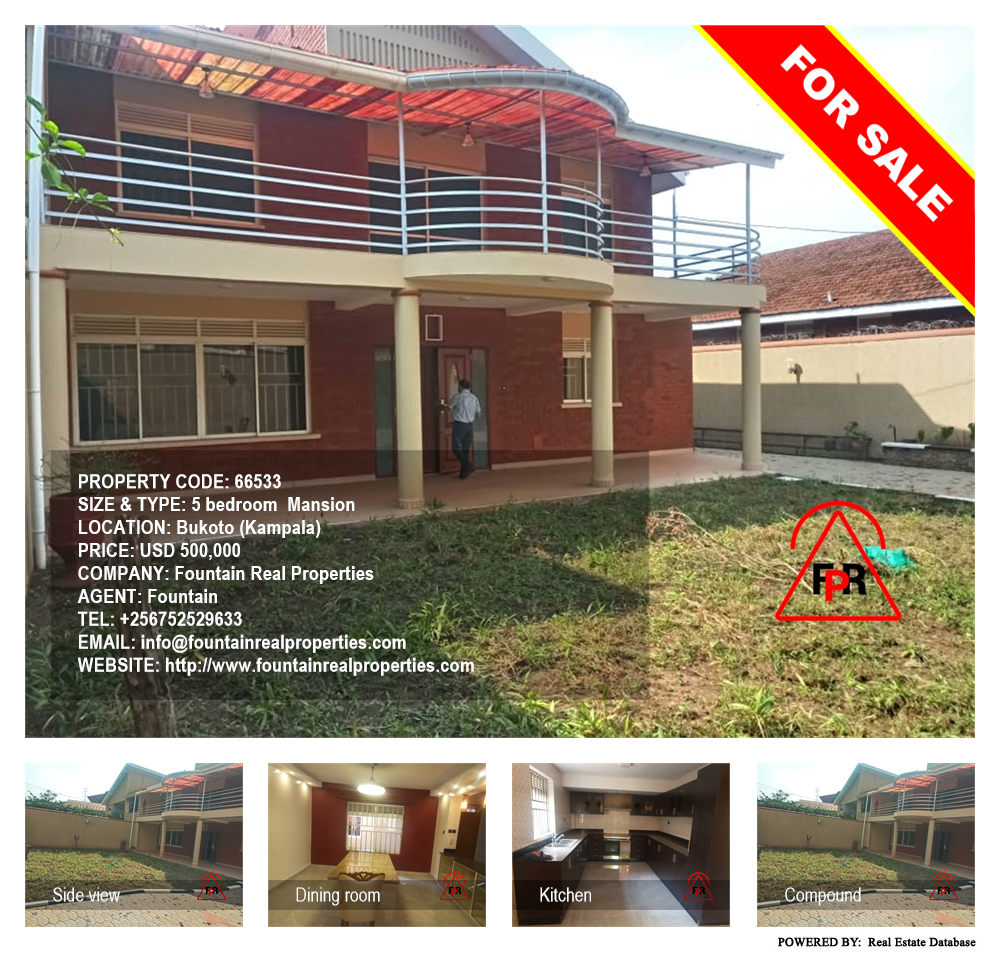 5 bedroom Mansion  for sale in Bukoto Kampala Uganda, code: 66533