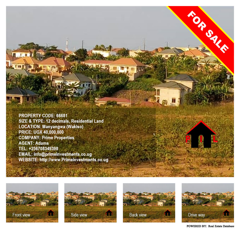 Residential Land  for sale in Manyangwa Wakiso Uganda, code: 66681