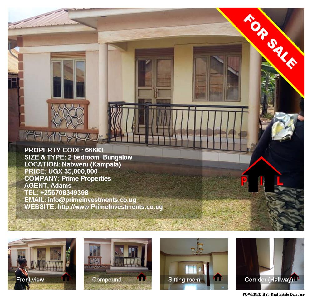 2 bedroom Bungalow  for sale in Nabwelu Kampala Uganda, code: 66683