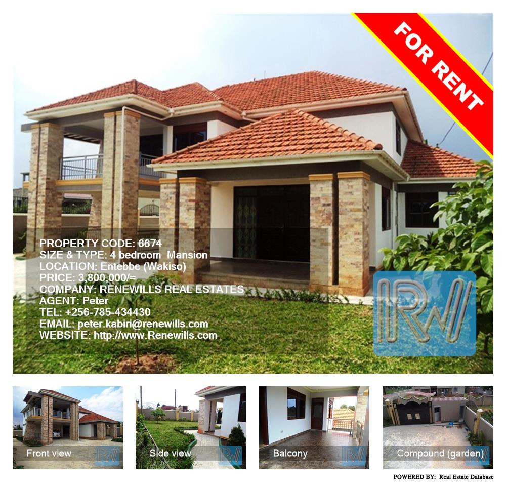 4 bedroom Mansion  for rent in Entebbe Wakiso Uganda, code: 6674