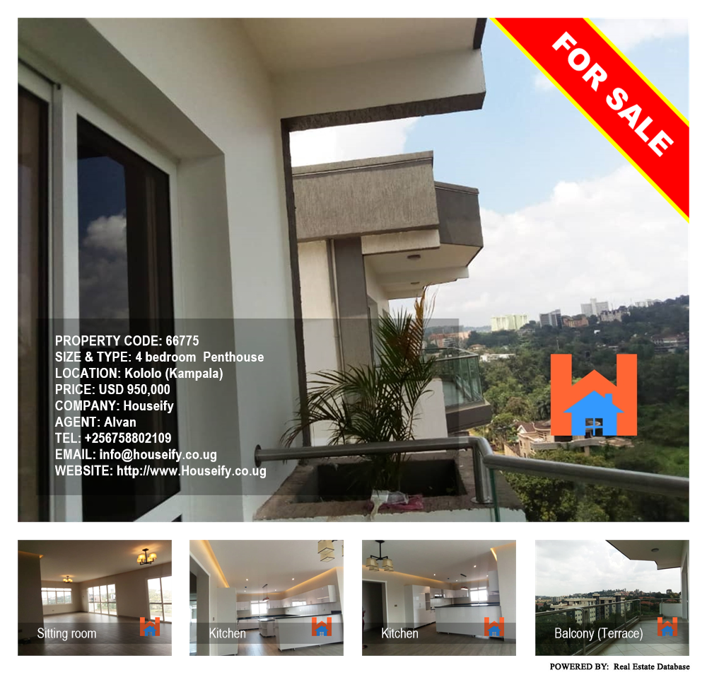 4 bedroom Penthouse  for sale in Kololo Kampala Uganda, code: 66775