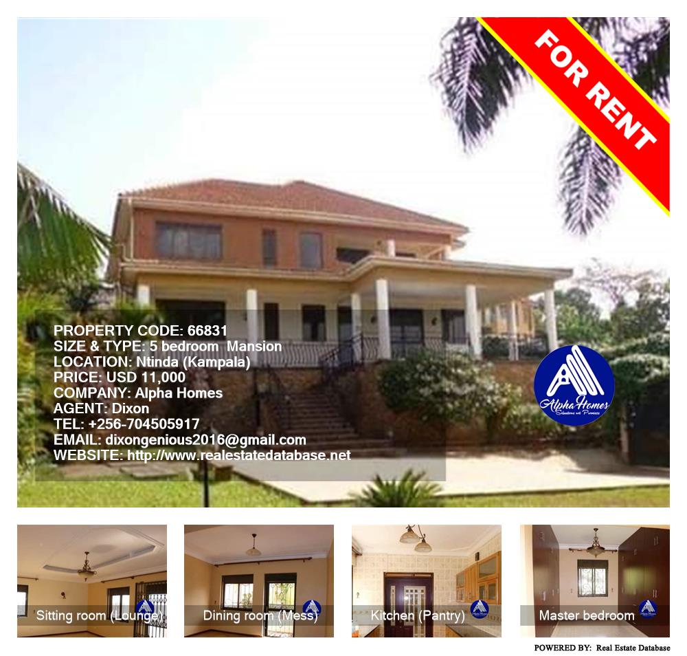 5 bedroom Mansion  for rent in Ntinda Kampala Uganda, code: 66831