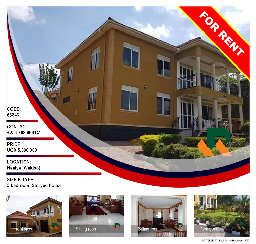 5 bedroom Storeyed house  for rent in Naalya Wakiso Uganda, code: 66846