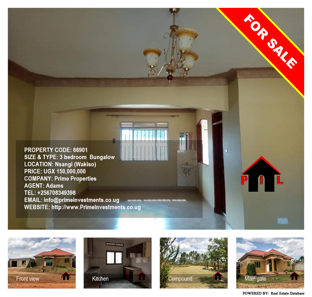 3 bedroom Bungalow  for sale in Nsangi Wakiso Uganda, code: 66901