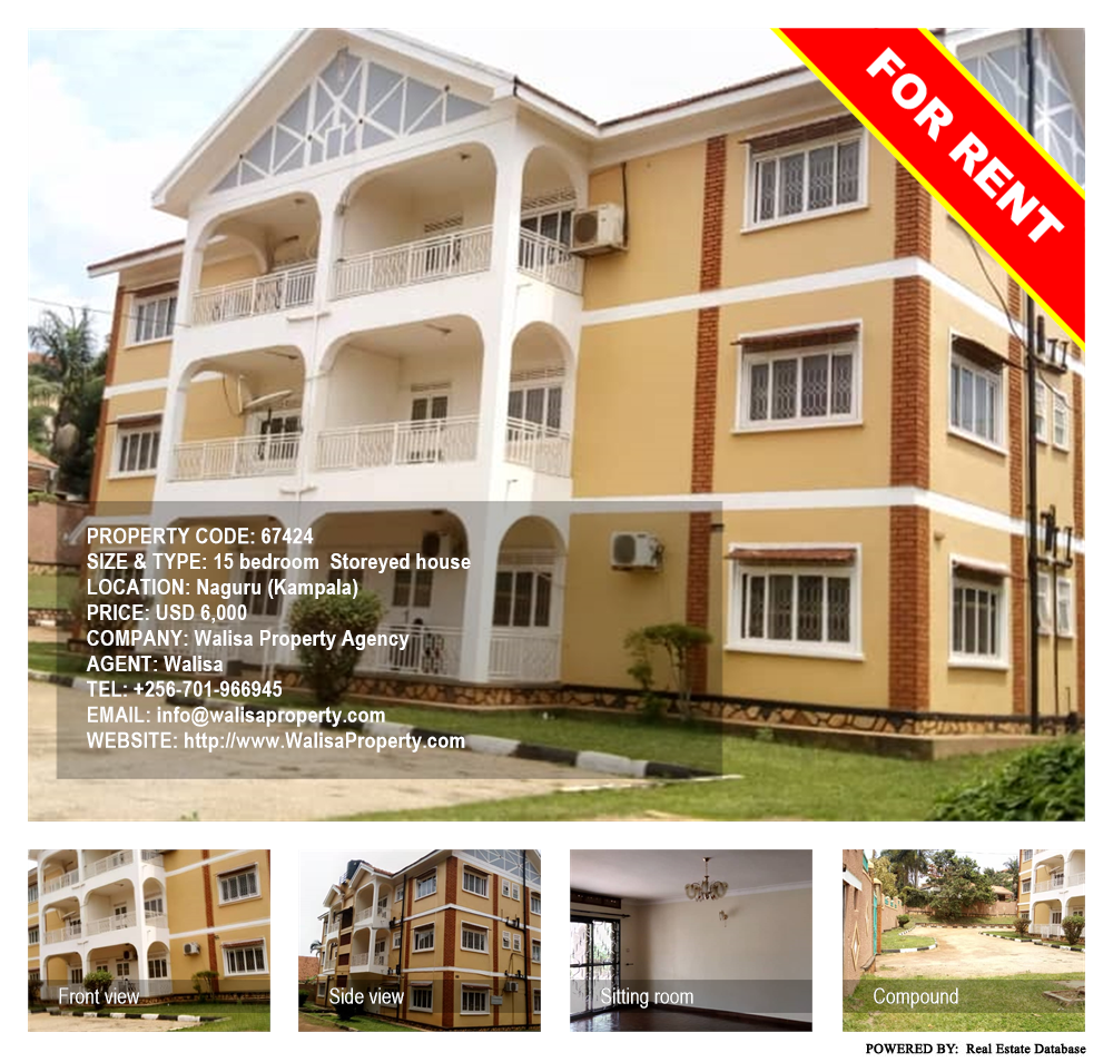 15 bedroom Storeyed house  for rent in Naguru Kampala Uganda, code: 67424