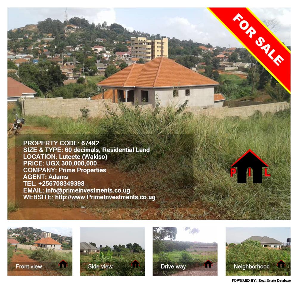 Residential Land  for sale in Luteete Wakiso Uganda, code: 67492