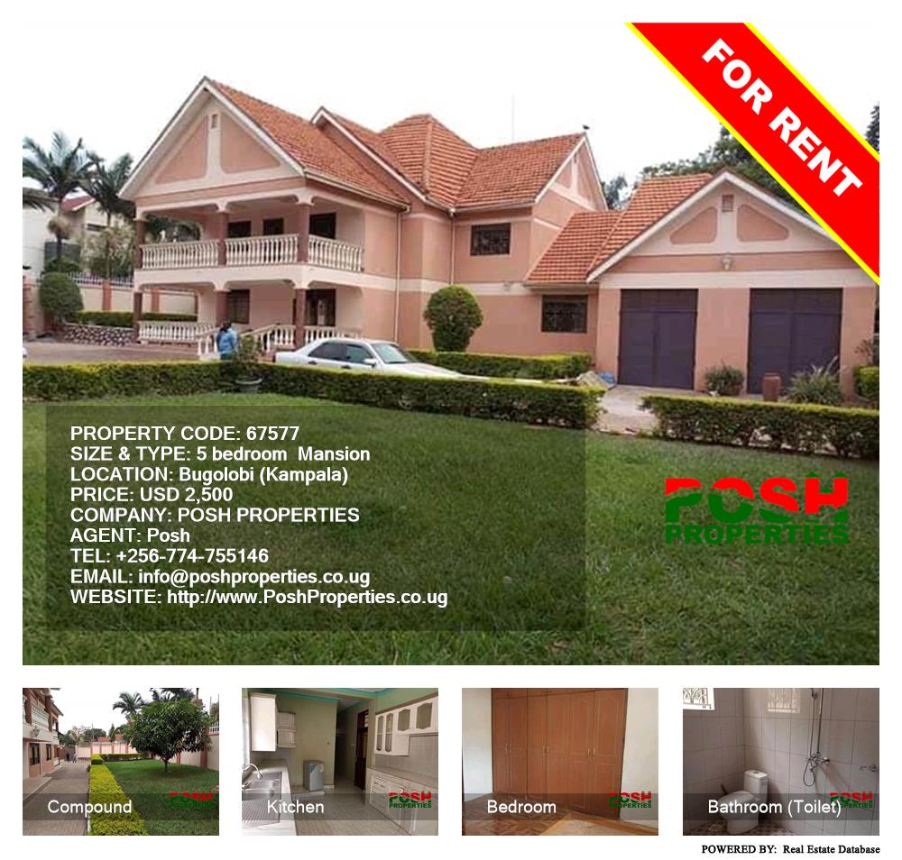 5 bedroom Mansion  for rent in Bugoloobi Kampala Uganda, code: 67577