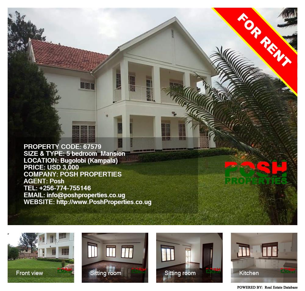 5 bedroom Mansion  for rent in Bugoloobi Kampala Uganda, code: 67579