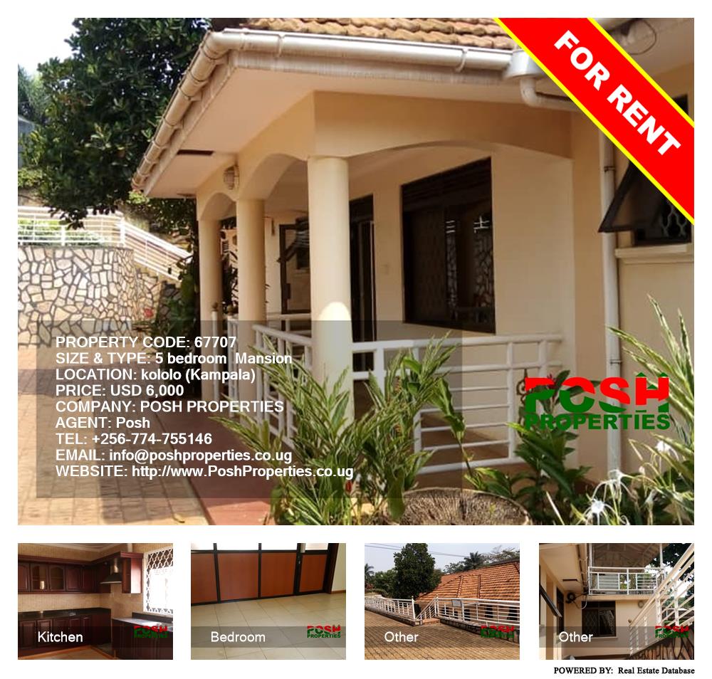 5 bedroom Mansion  for rent in Kololo Kampala Uganda, code: 67707