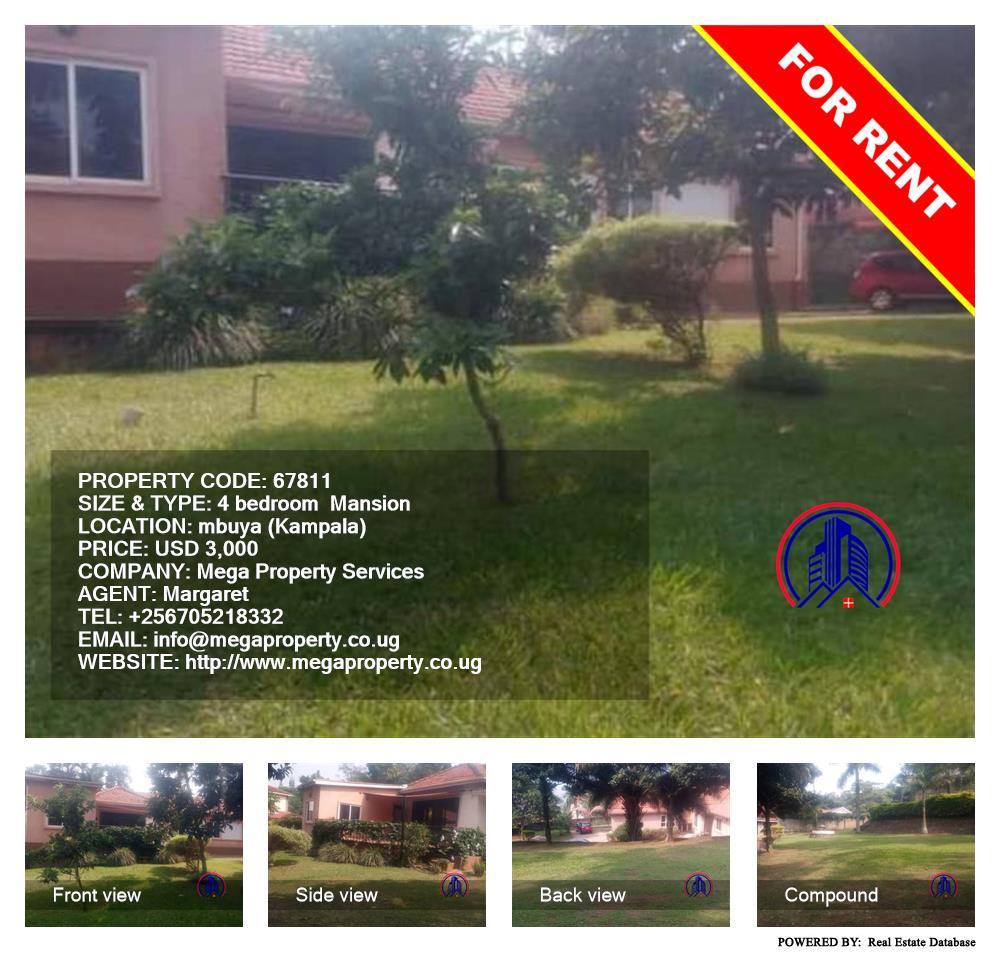 4 bedroom Mansion  for rent in Mbuya Kampala Uganda, code: 67811