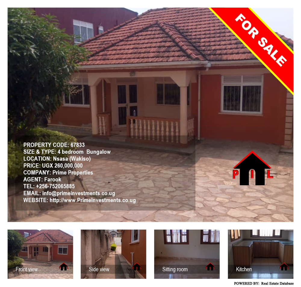 4 bedroom Bungalow  for sale in Nsasa Wakiso Uganda, code: 67833
