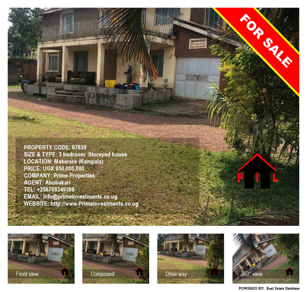 3 bedroom Storeyed house  for sale in Makerere Kampala Uganda, code: 67839