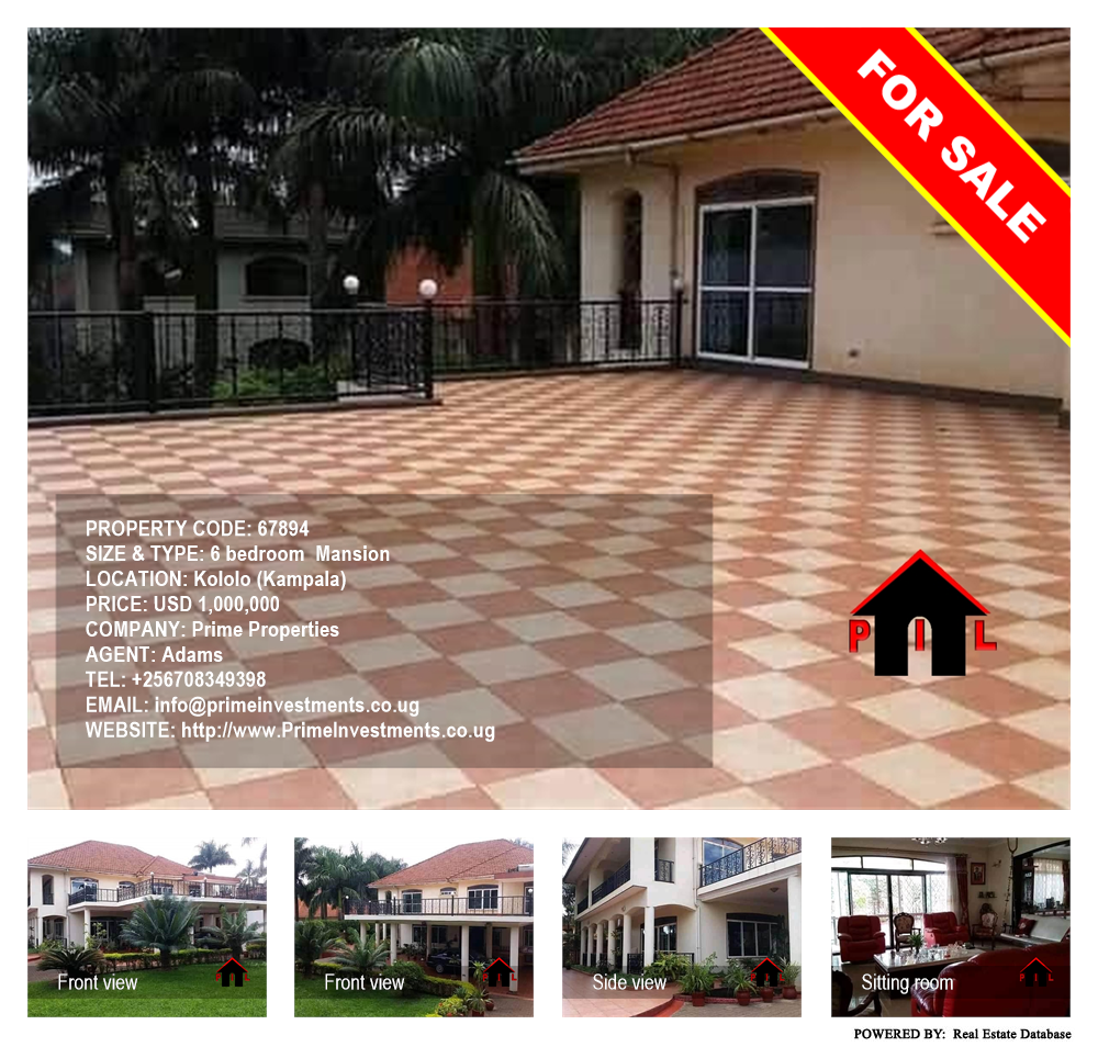 6 bedroom Mansion  for sale in Kololo Kampala Uganda, code: 67894