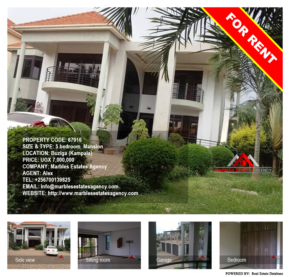 5 bedroom Mansion  for rent in Buziga Kampala Uganda, code: 67916