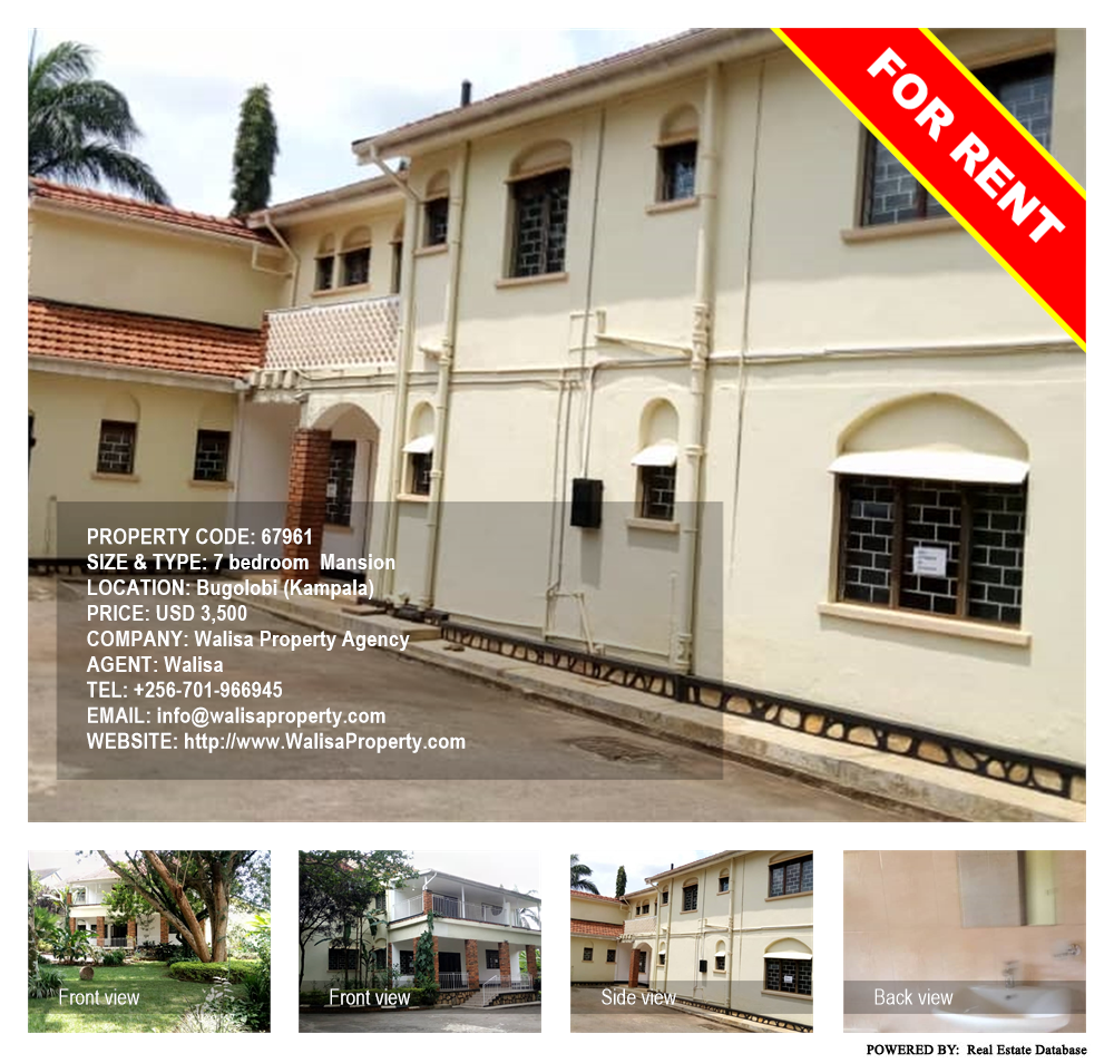 7 bedroom Mansion  for rent in Bugoloobi Kampala Uganda, code: 67961