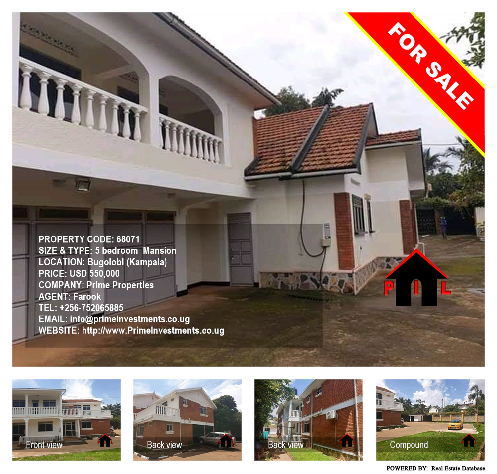 5 bedroom Mansion  for sale in Bugoloobi Kampala Uganda, code: 68071