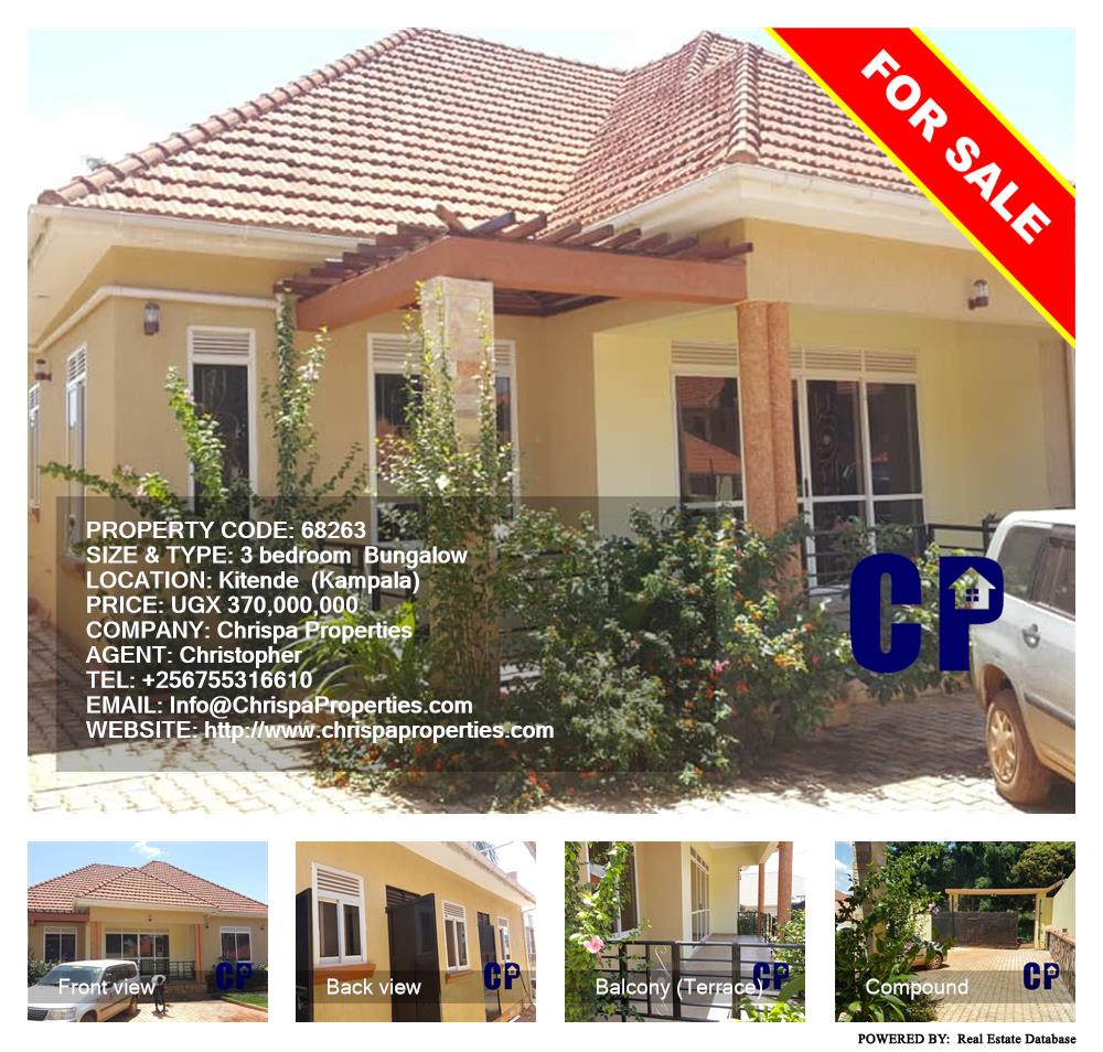 3 bedroom Bungalow  for sale in Kitende Kampala Uganda, code: 68263