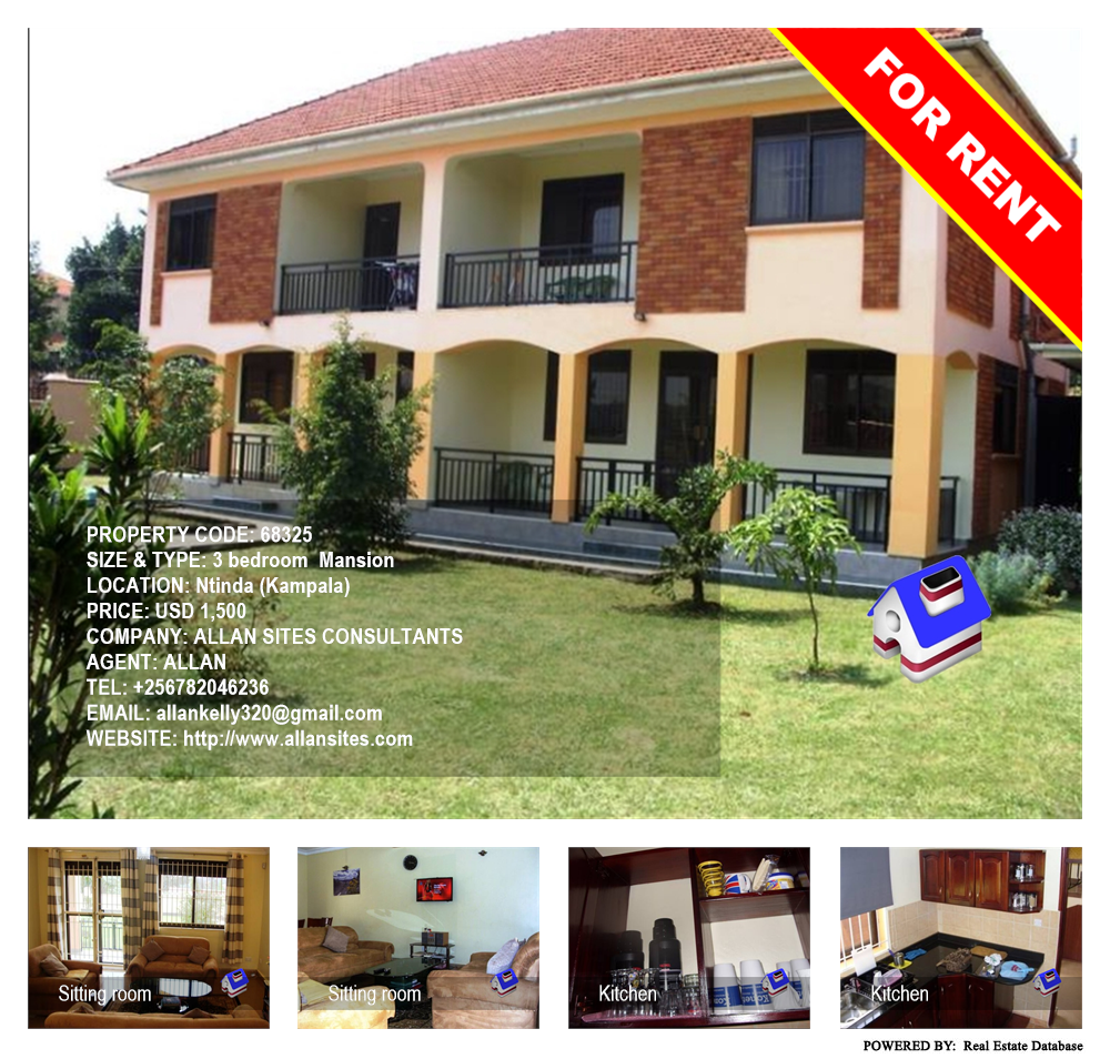 3 bedroom Mansion  for rent in Ntinda Kampala Uganda, code: 68325