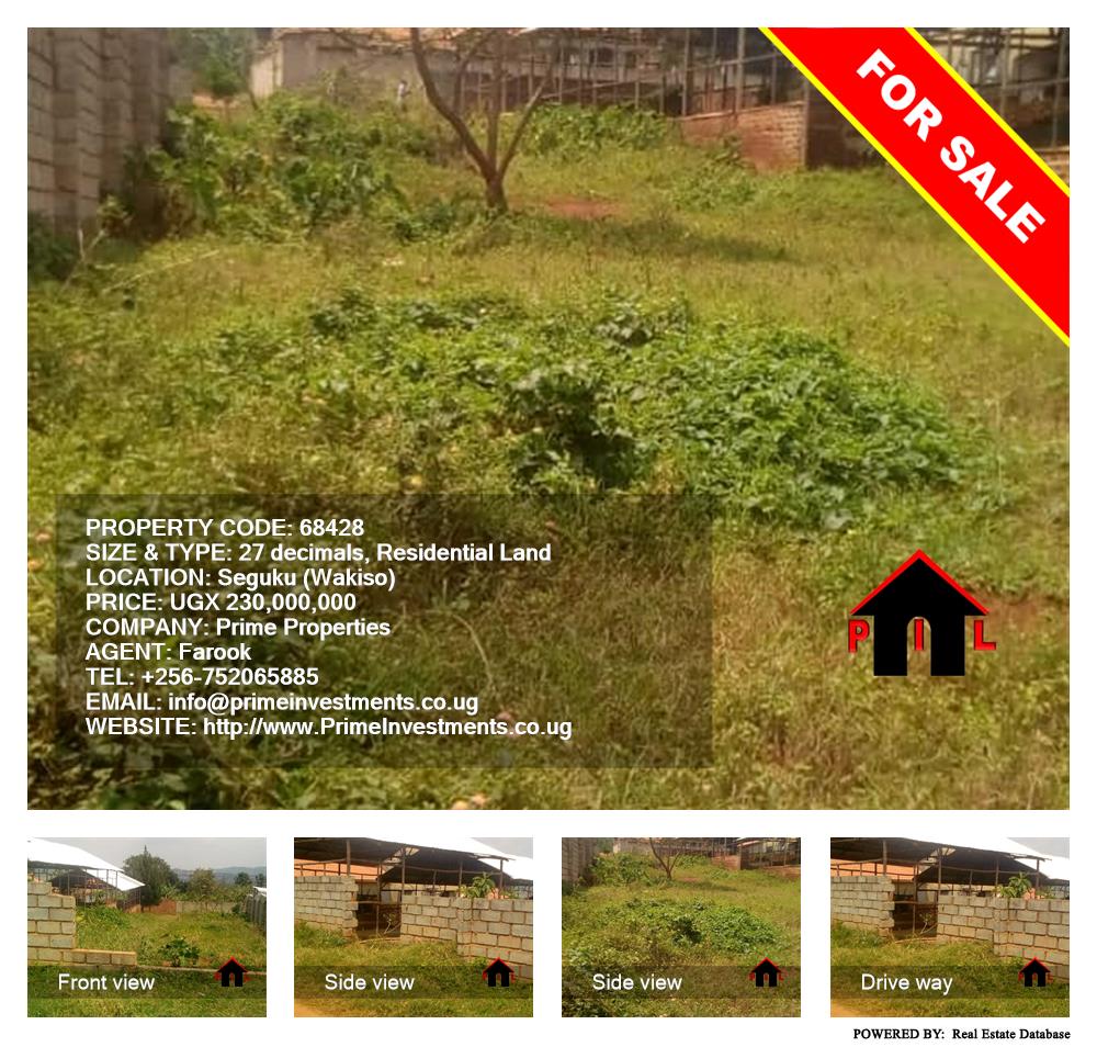 Residential Land  for sale in Seguku Wakiso Uganda, code: 68428