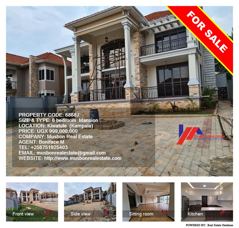 6 bedroom Mansion  for sale in Kiwaatule Kampala Uganda, code: 68687