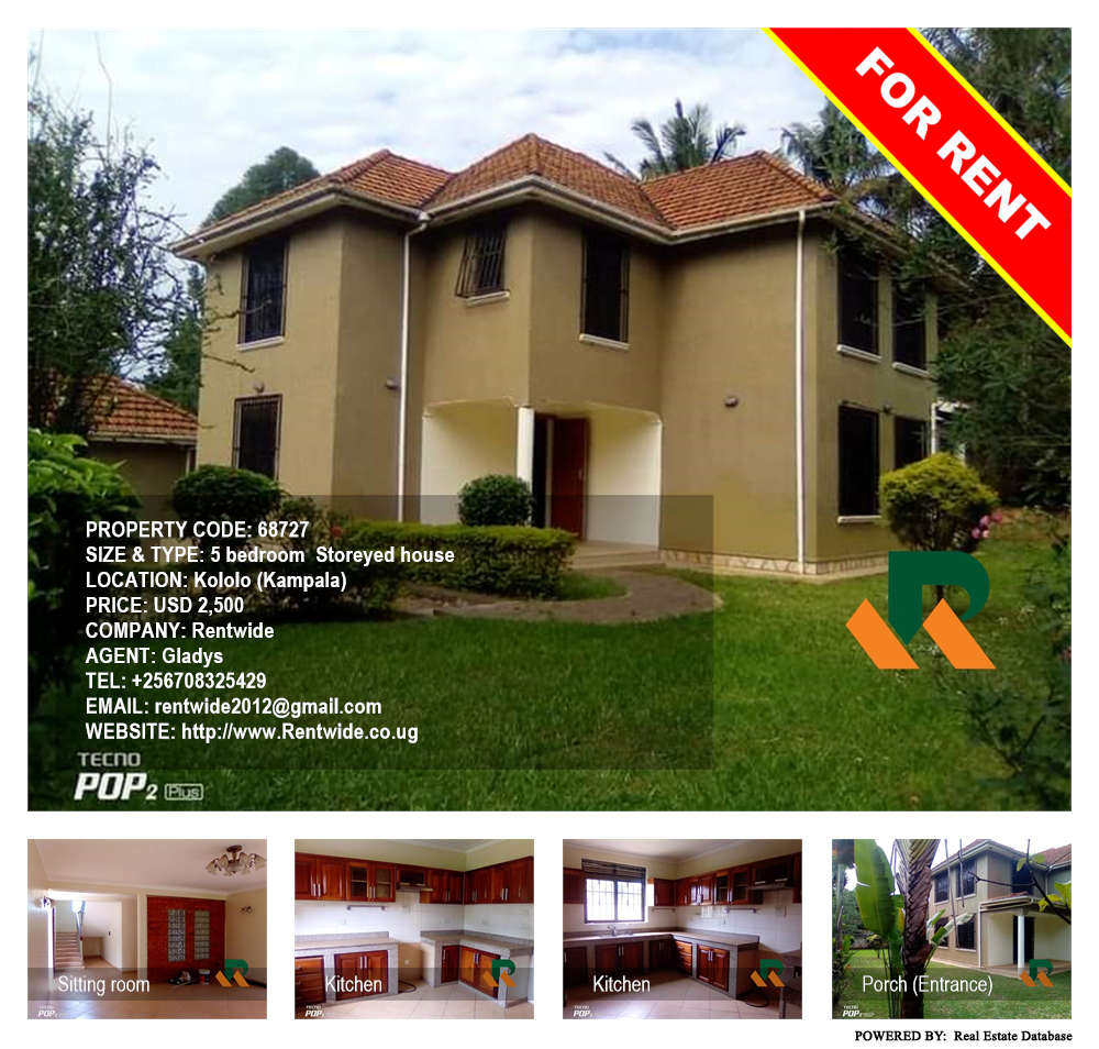 5 bedroom Storeyed house  for rent in Kololo Kampala Uganda, code: 68727