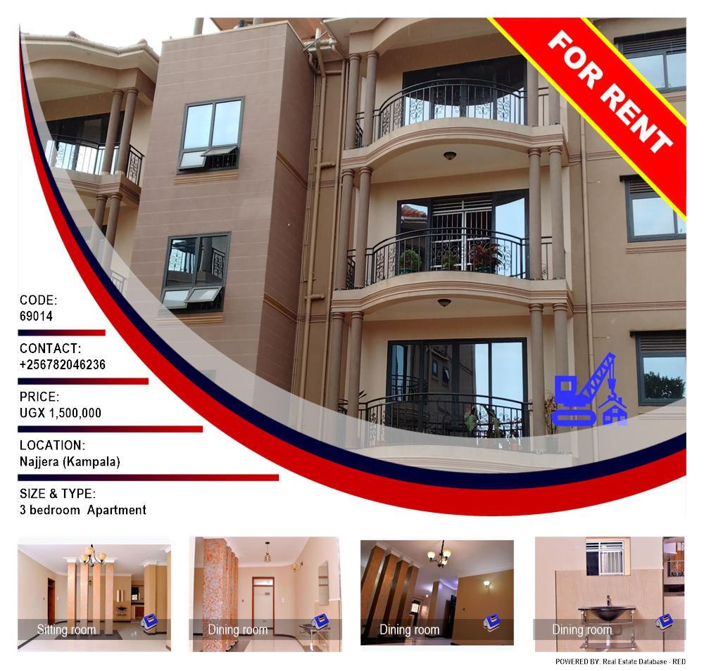 3 bedroom Apartment  for rent in Najjera Kampala Uganda, code: 69014