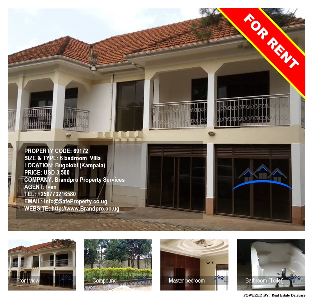 6 bedroom Villa  for rent in Bugoloobi Kampala Uganda, code: 69172