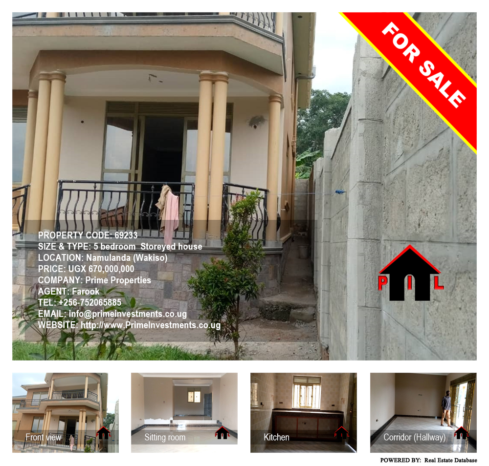 5 bedroom Storeyed house  for sale in Namulanda Wakiso Uganda, code: 69233