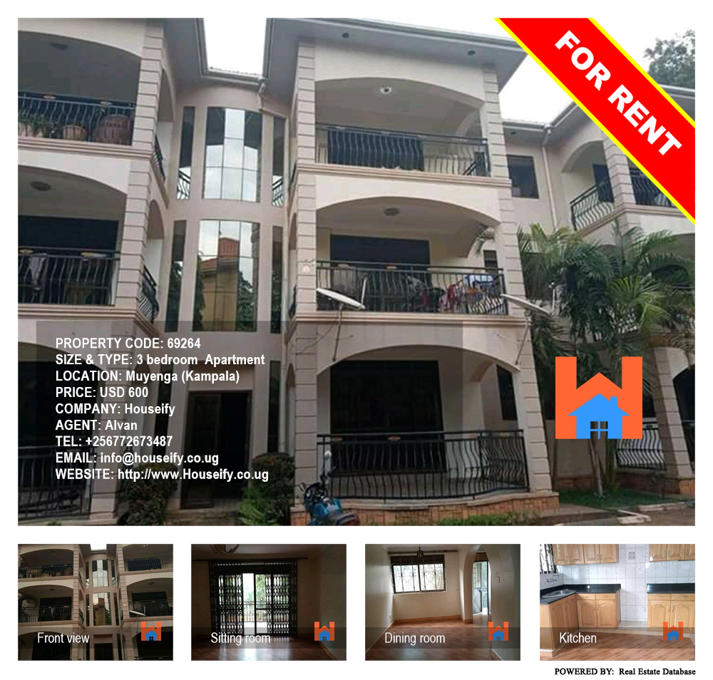3 bedroom Apartment  for rent in Muyenga Kampala Uganda, code: 69264