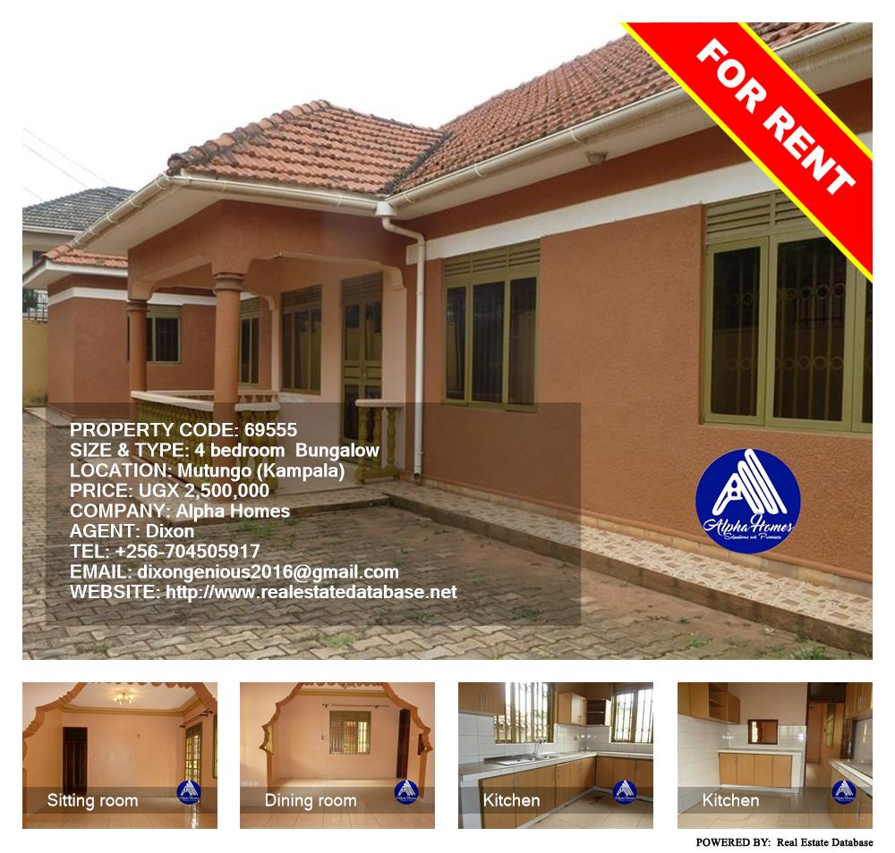 4 bedroom Bungalow  for rent in Mutungo Kampala Uganda, code: 69555