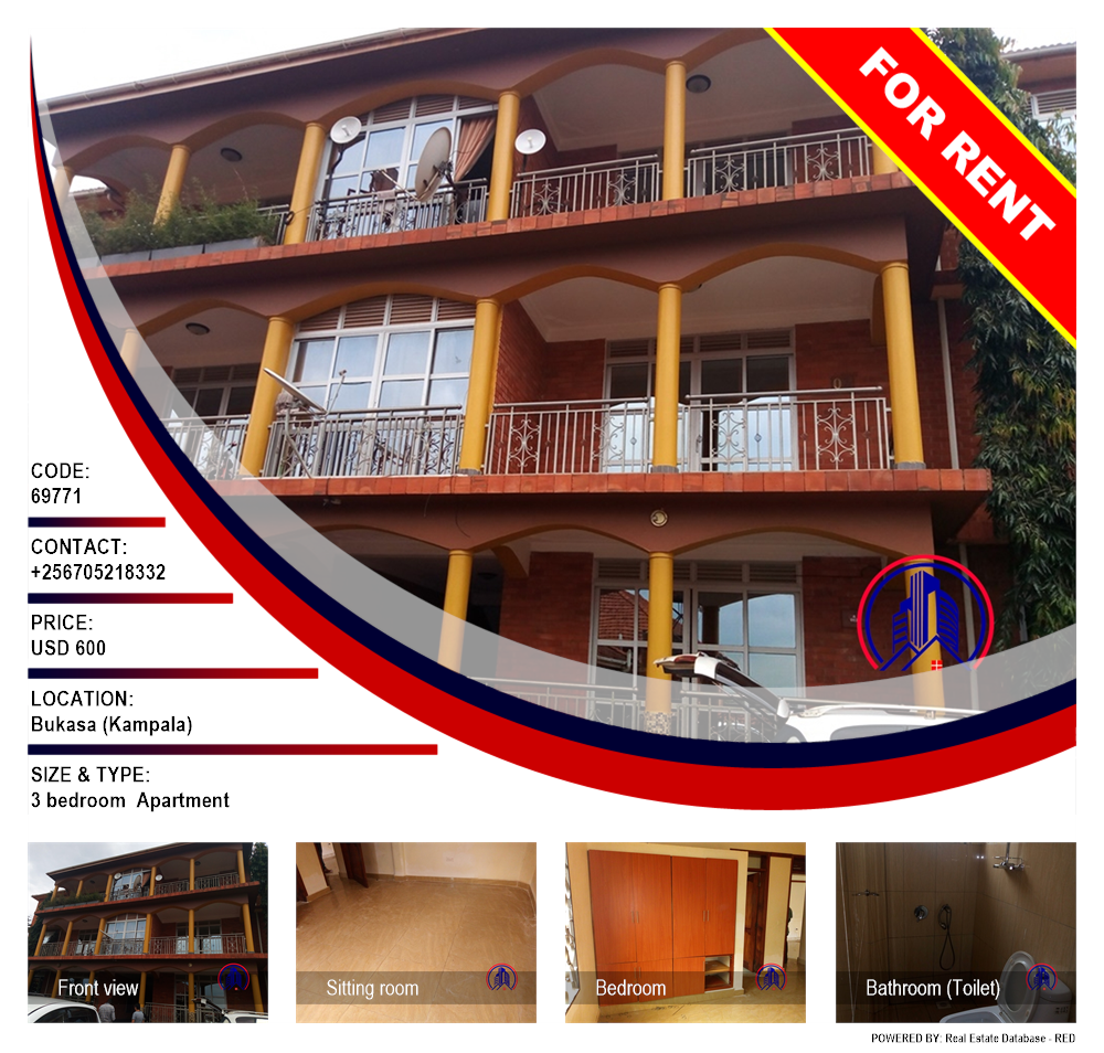3 bedroom Apartment  for rent in Bukasa Kampala Uganda, code: 69771