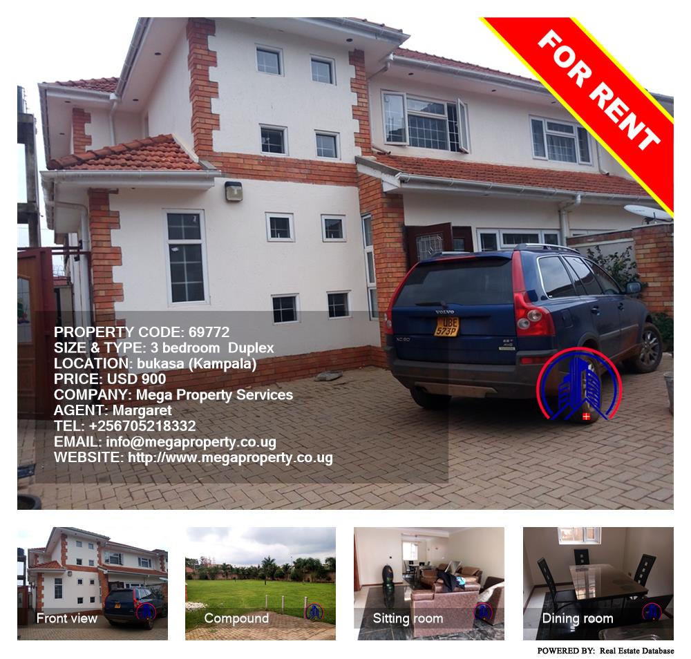 3 bedroom Duplex  for rent in Bukasa Kampala Uganda, code: 69772