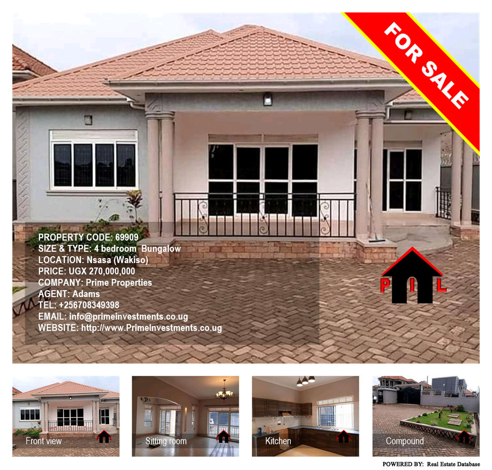 4 bedroom Bungalow  for sale in Nsasa Wakiso Uganda, code: 69909