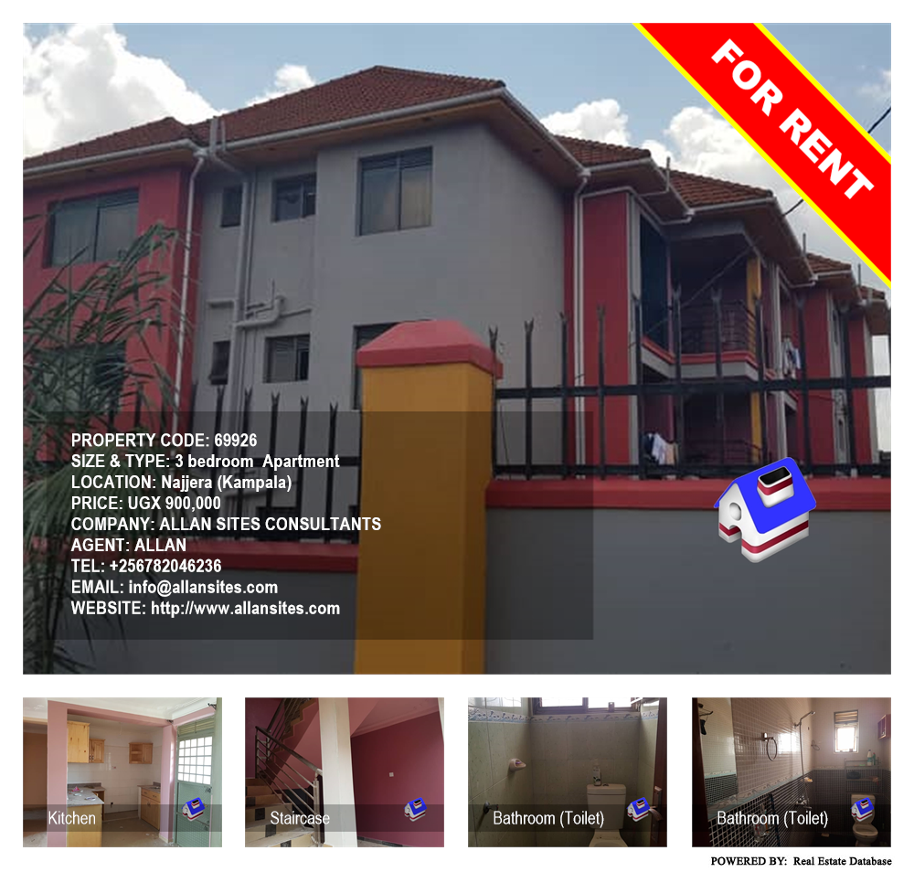 3 bedroom Apartment  for rent in Najjera Kampala Uganda, code: 69926