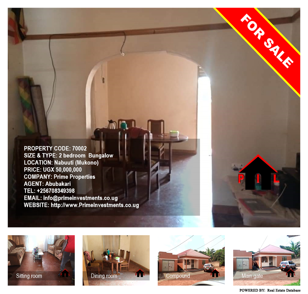 2 bedroom Bungalow  for sale in Nabuuti Mukono Uganda, code: 70002