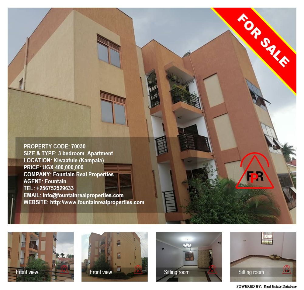 3 bedroom Apartment  for sale in Kiwaatule Kampala Uganda, code: 70030